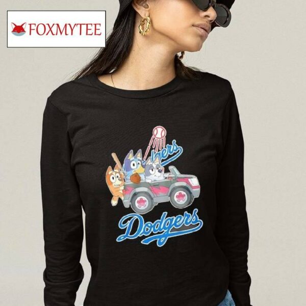 Bluey Family Driving Car Los Angeles Dodgers Shirt