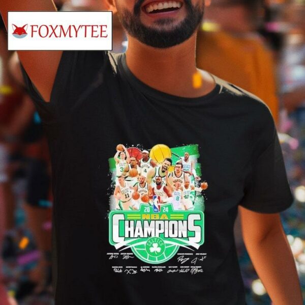 Boston Celtics Basketball Nba Champions Signatures Tshirt