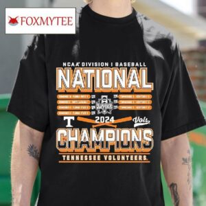 Ncaa Division I Baseball National Champions Tennessee Volunrs Baseball Tshirt