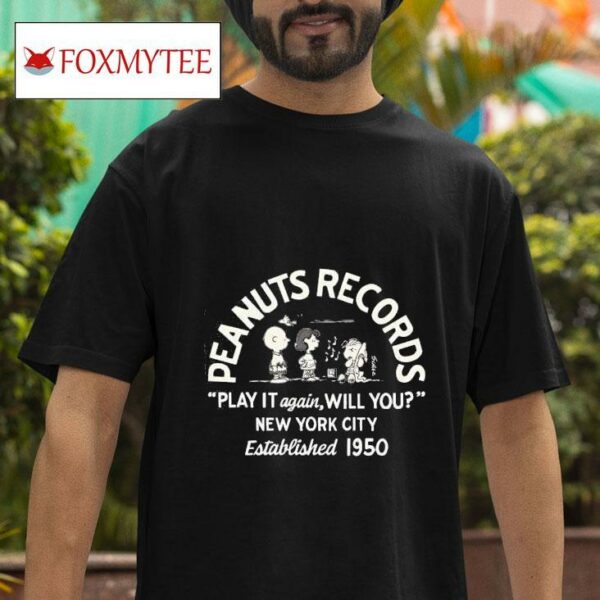 Peanuts Records Play It Again Will You New York City Established Tshirt