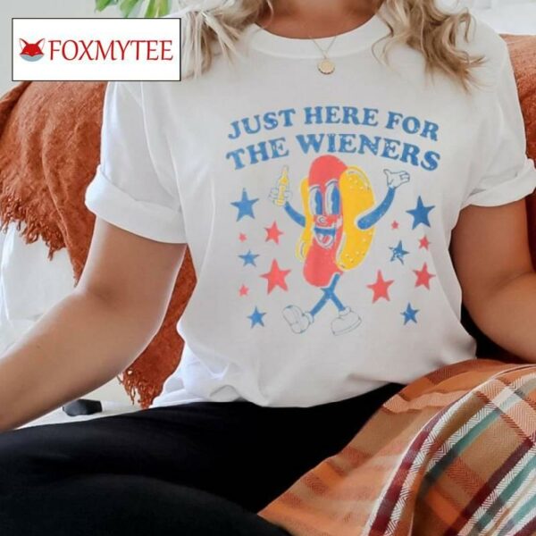 Retro Just Here For The Wieners 4th Of July Hot Dog T Shirt