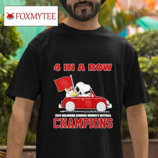 Snoopy In A Row Oklahoma Sooners Women S Softball Champions Tshirt