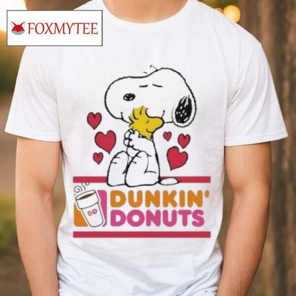 Snoopy And Woodstock Loves Dunkin’s Donuts Logo Shirt