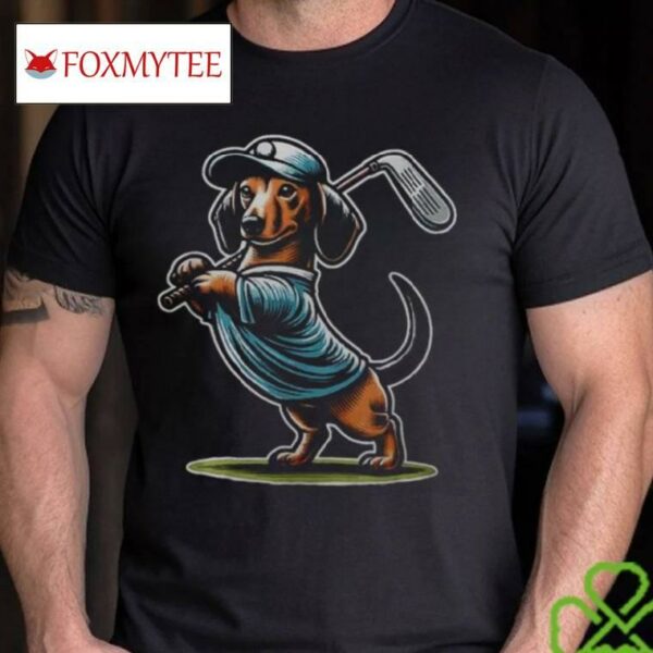 Standing Dachshund Wiener Dog Swinging Golf Club Men's T Shirt